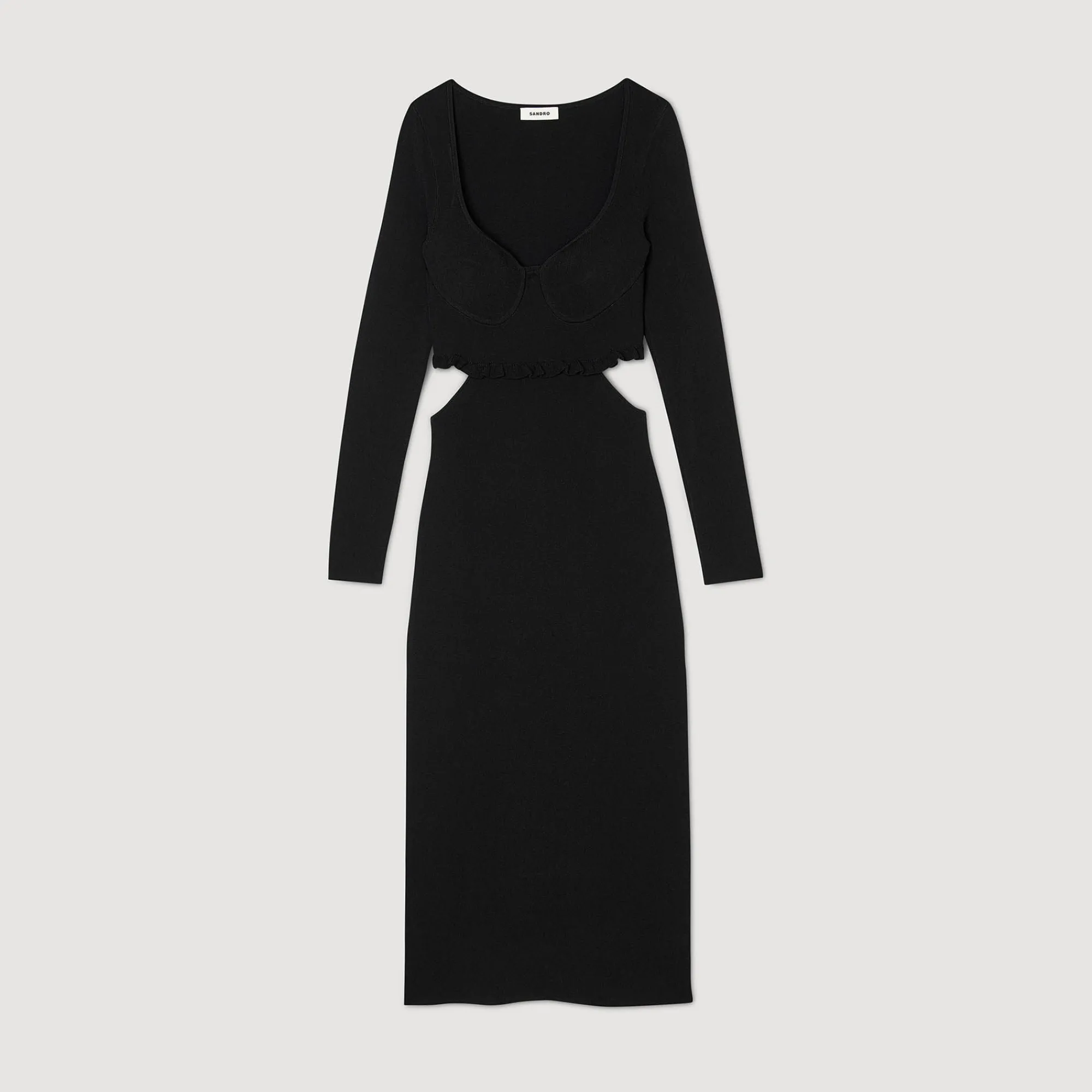 Robes*SANDRO Robe Midi Ajourée Noir