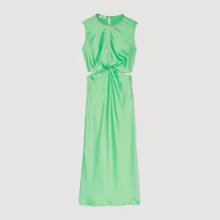 Robes*SANDRO Robe Midi Torsadée Vert Fluo