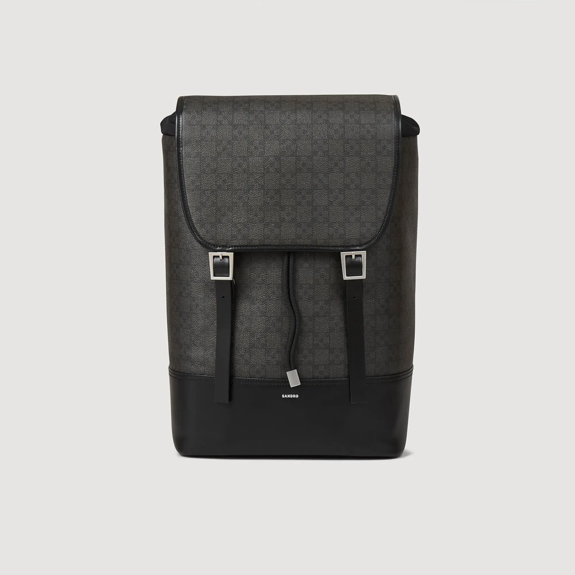 Sacs À Dos*SANDRO Sac à Dos En Toile Enduite Square Cross Noir