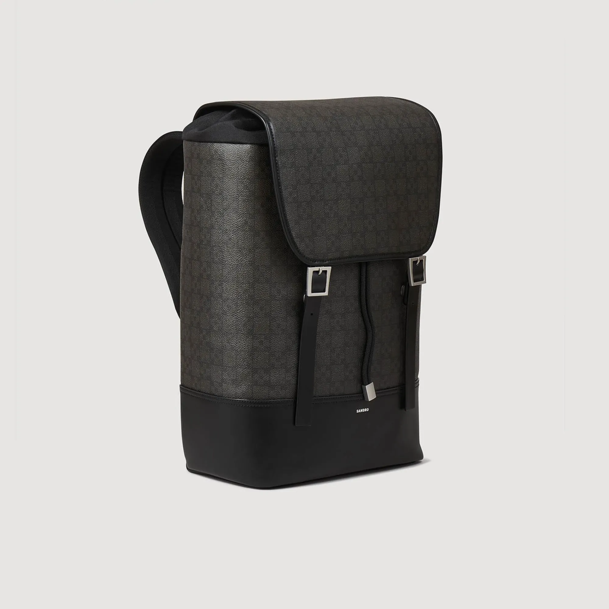 Sacs À Dos*SANDRO Sac à Dos En Toile Enduite Square Cross Noir