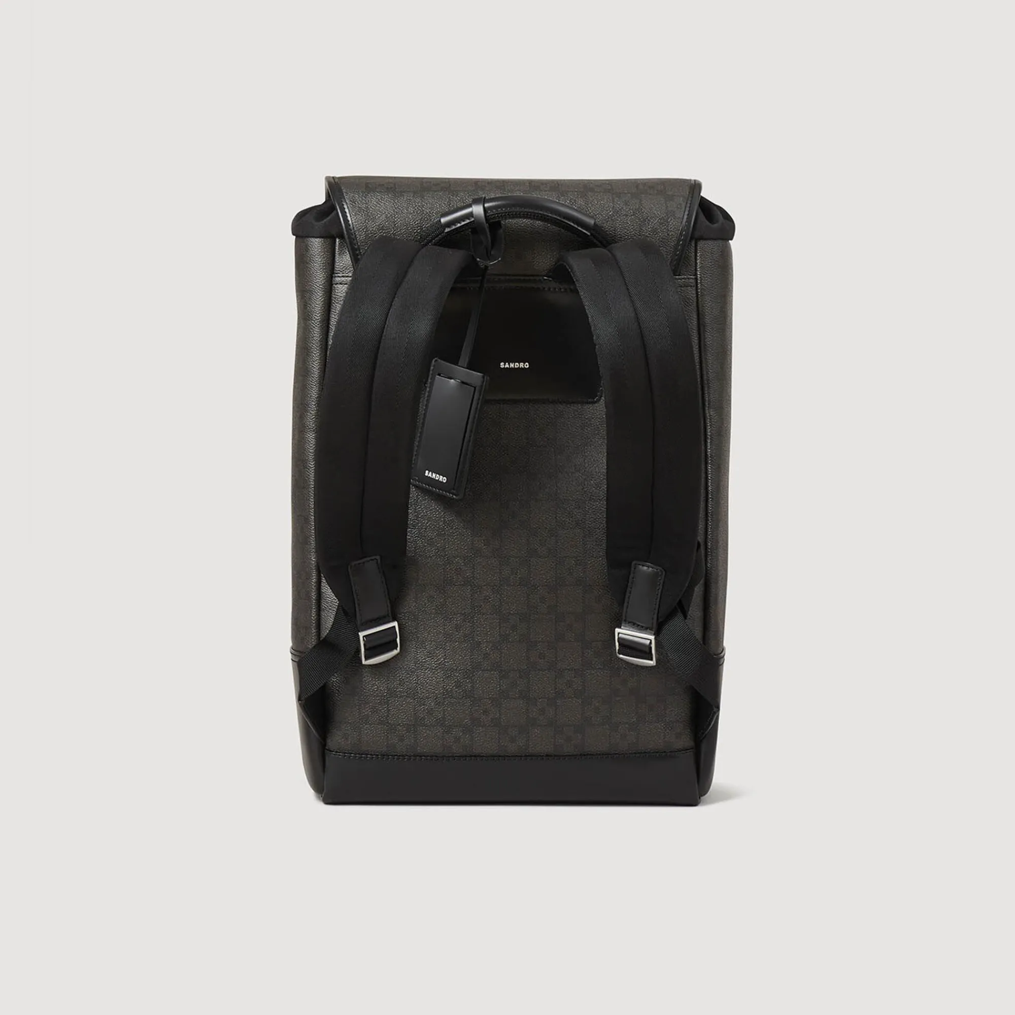 Sacs À Dos*SANDRO Sac à Dos En Toile Enduite Square Cross Noir