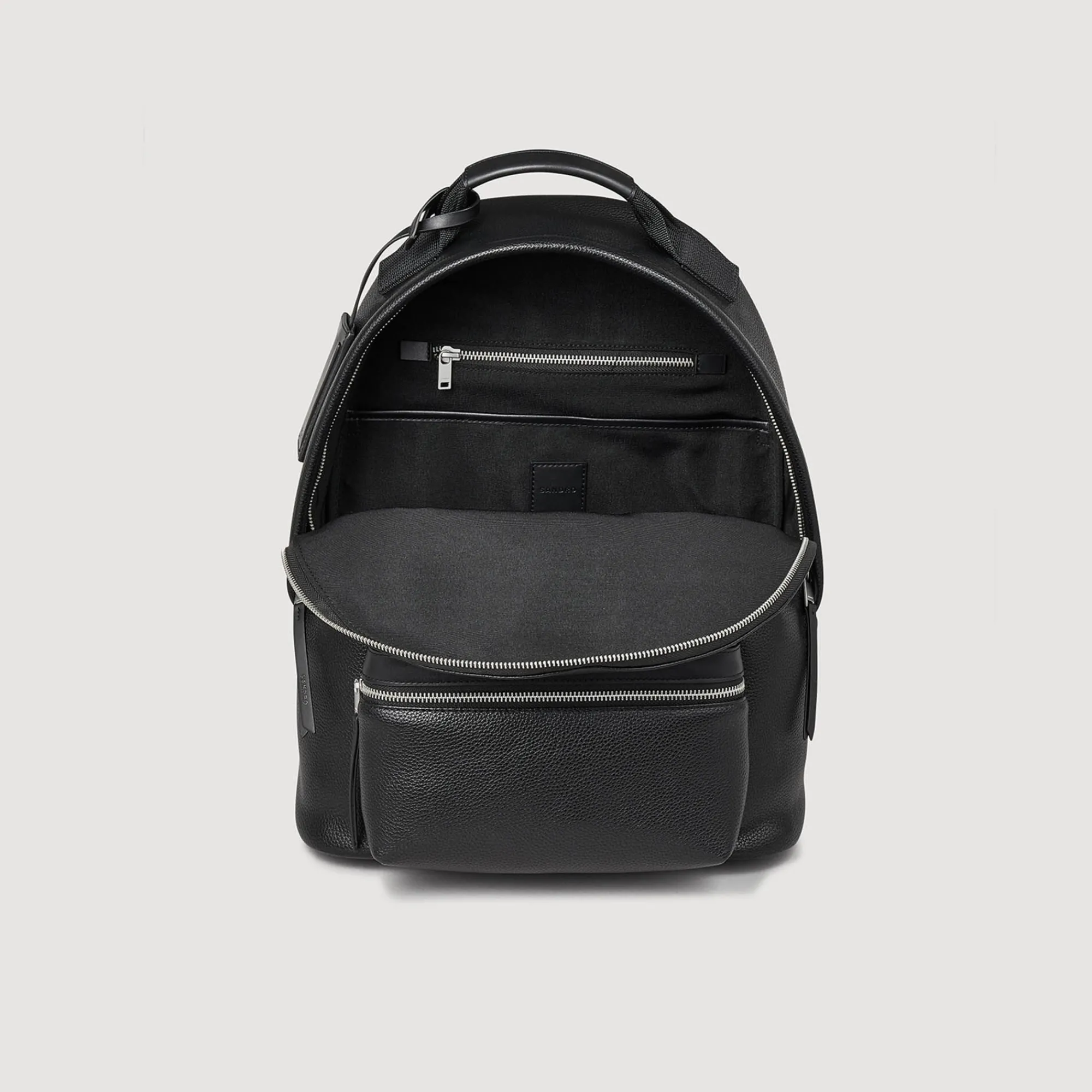Sacs À Dos*SANDRO Sac à Dos En Toile Enduite Noir