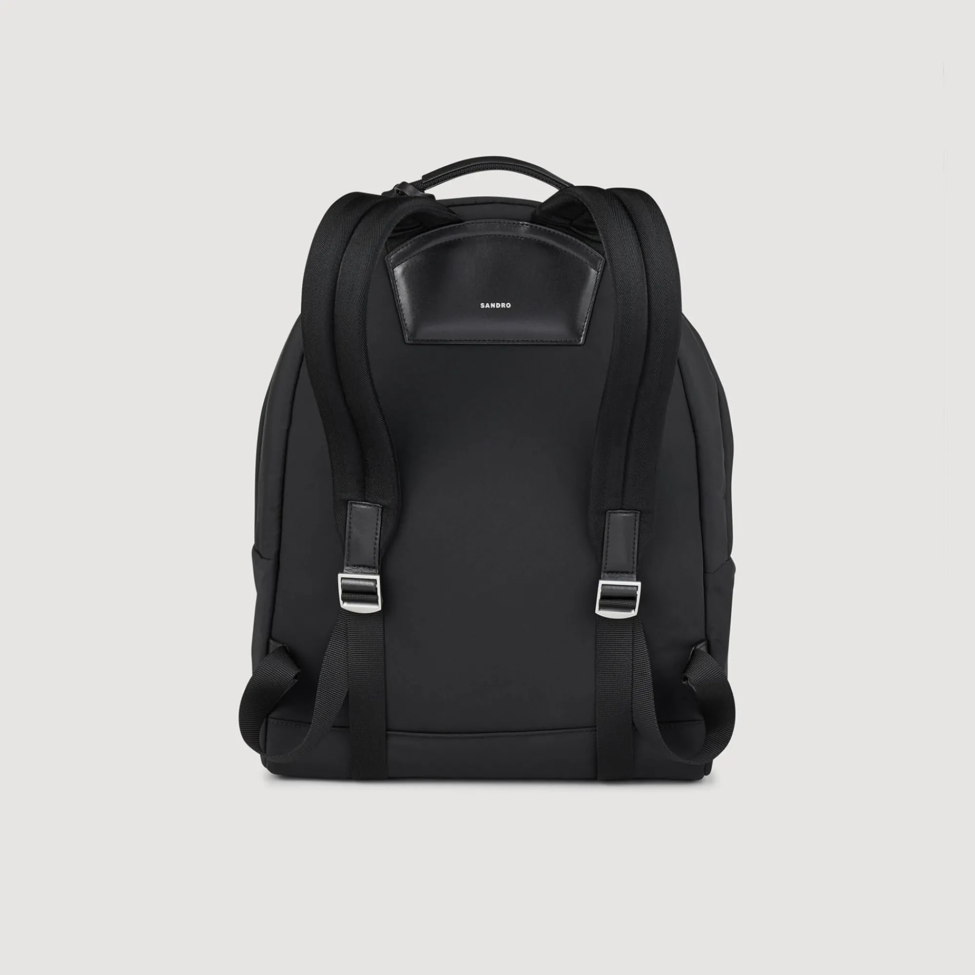 Sacs À Dos*SANDRO Sac à Dos En Toile Et Cuir Noir