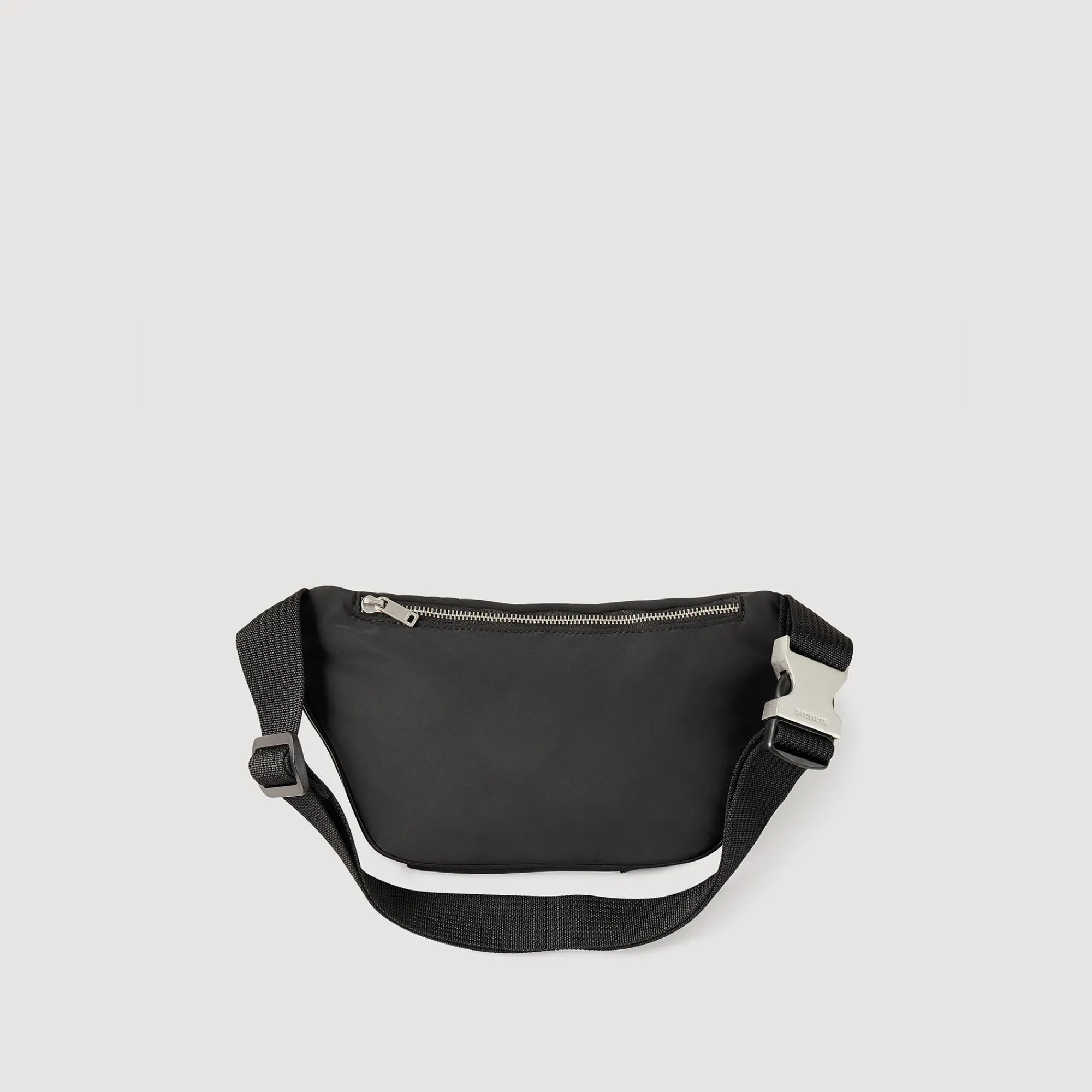 Mini Sacs*SANDRO Sac Banane En Toile Et Cuir Noir