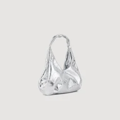 Sacs Porté Épaule*SANDRO Sac En Cuir Métallisé Argent