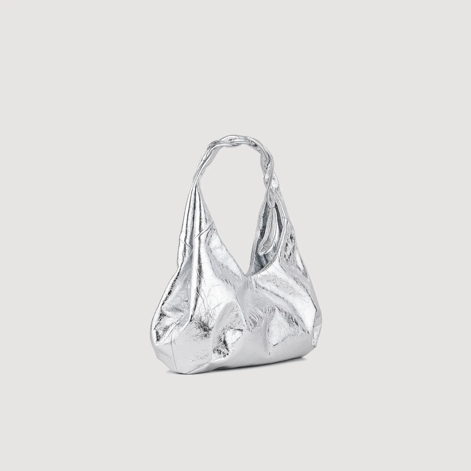 Sacs Porté Épaule*SANDRO Sac En Cuir Métallisé Argent
