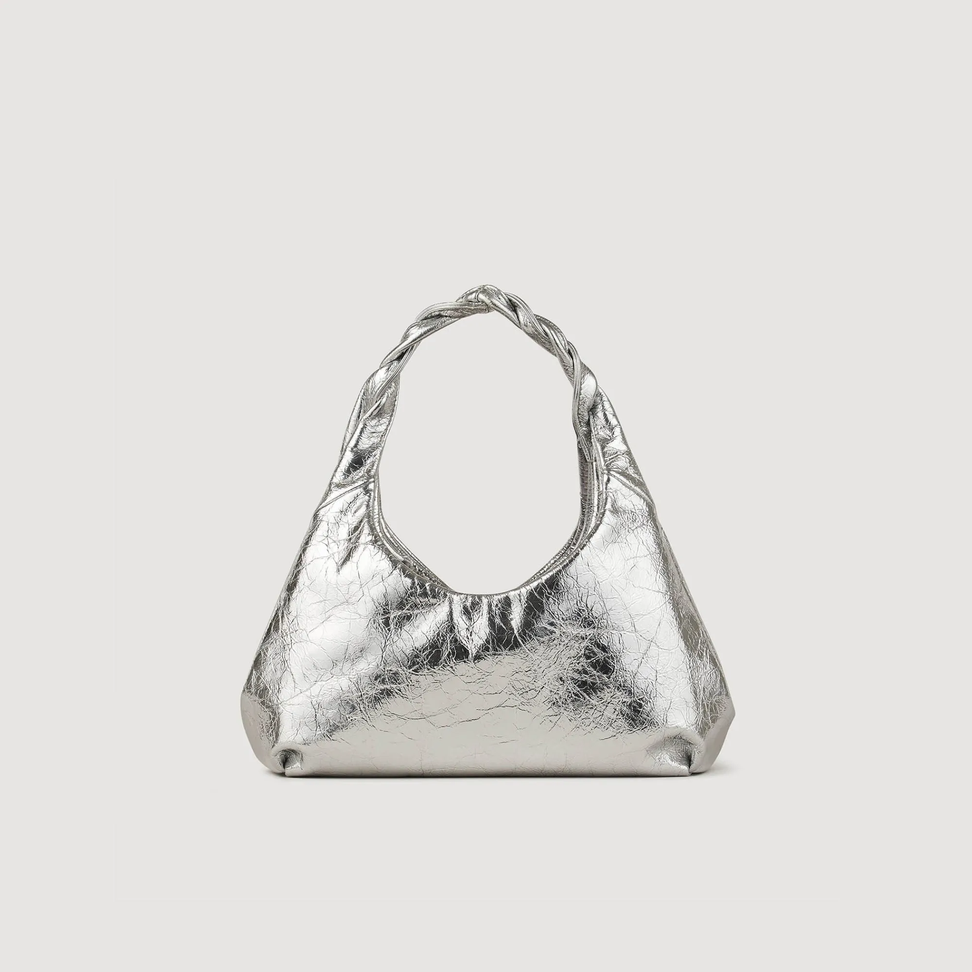 Sacs Porté Épaule*SANDRO Sac En Cuir Métallisé Argent