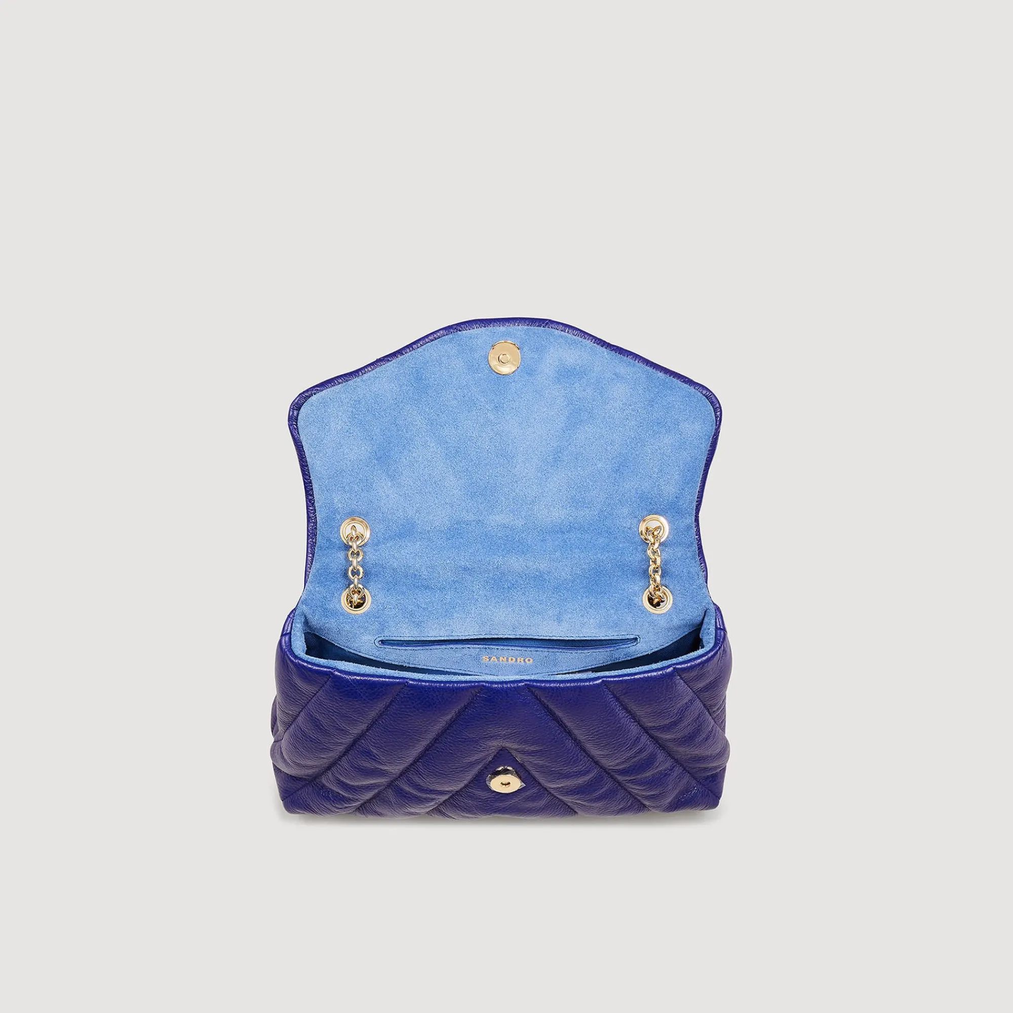 Sacs Porté Épaule|Sacs À Bandoulière*SANDRO Sac Mila En Cuir Grainé Matelassé Bleu marine