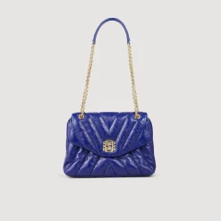 Sacs Porté Épaule|Sacs À Bandoulière*SANDRO Sac Mila En Cuir Grainé Matelassé Bleu marine