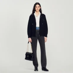 Sacs Porté Épaule|Sacs À Bandoulière*SANDRO Sac Mila En Cuir Matelassé Noir