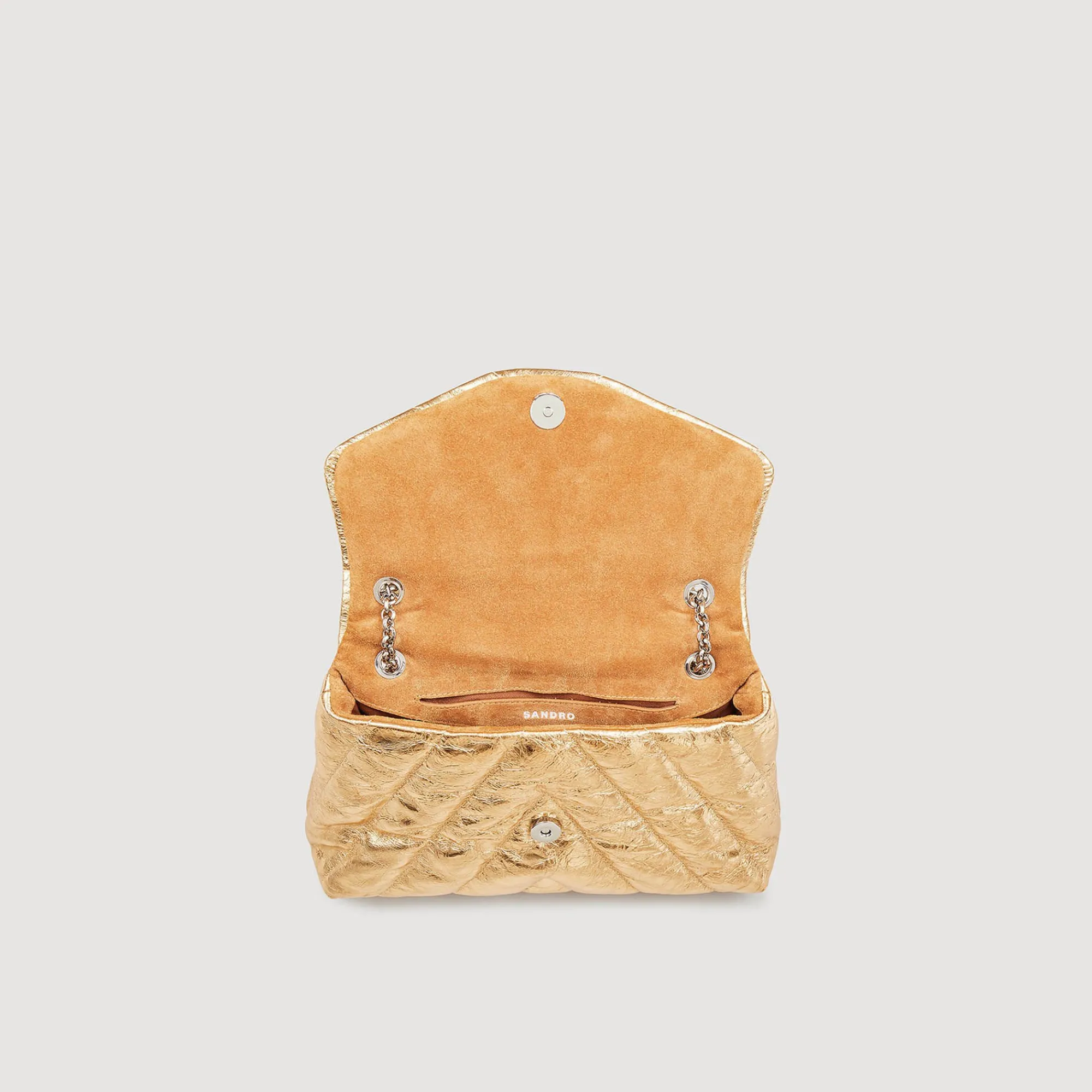 Sacs Porté Épaule|Sacs À Bandoulière*SANDRO Sac Mila En Cuir Métallisé Matelassé Or