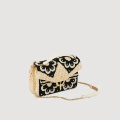 Sacs Porté Épaule|Sacs À Bandoulière*SANDRO Sac Yza En Crochet Bicolore Beige / Noir