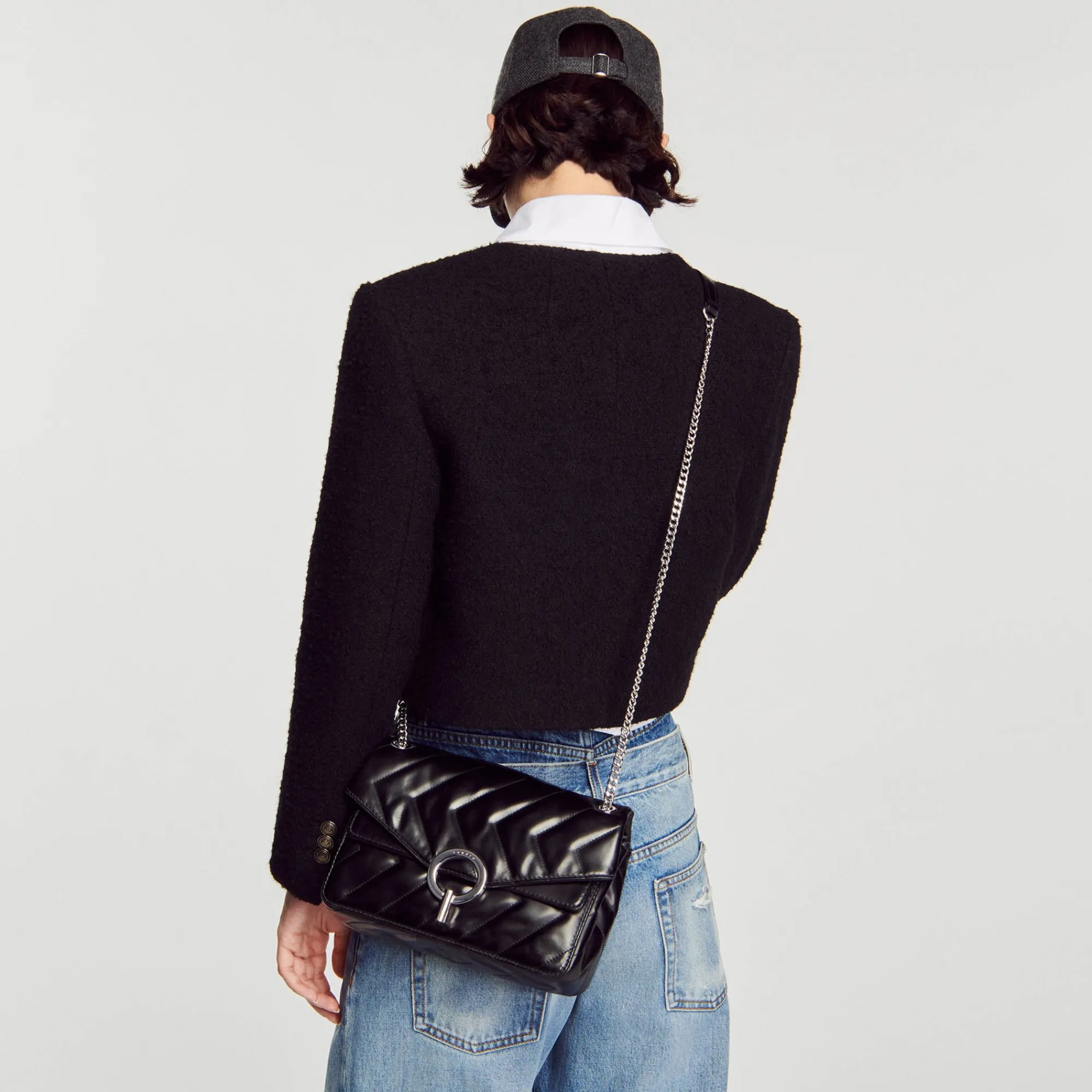 Sacs Porté Épaule|Sacs À Bandoulière*SANDRO Sac Yza En Cuir D'une Tannerie Certifiée Noir