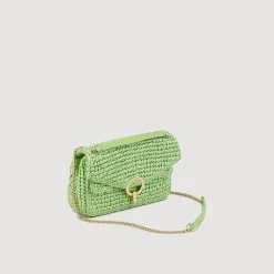 Sacs Porté Épaule|Sacs À Bandoulière*SANDRO Sac YZA En Raphia vert clair