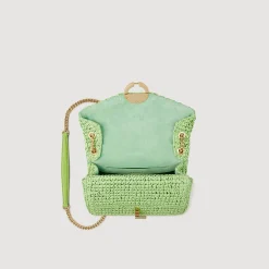 Sacs Porté Épaule|Sacs À Bandoulière*SANDRO Sac YZA En Raphia vert clair