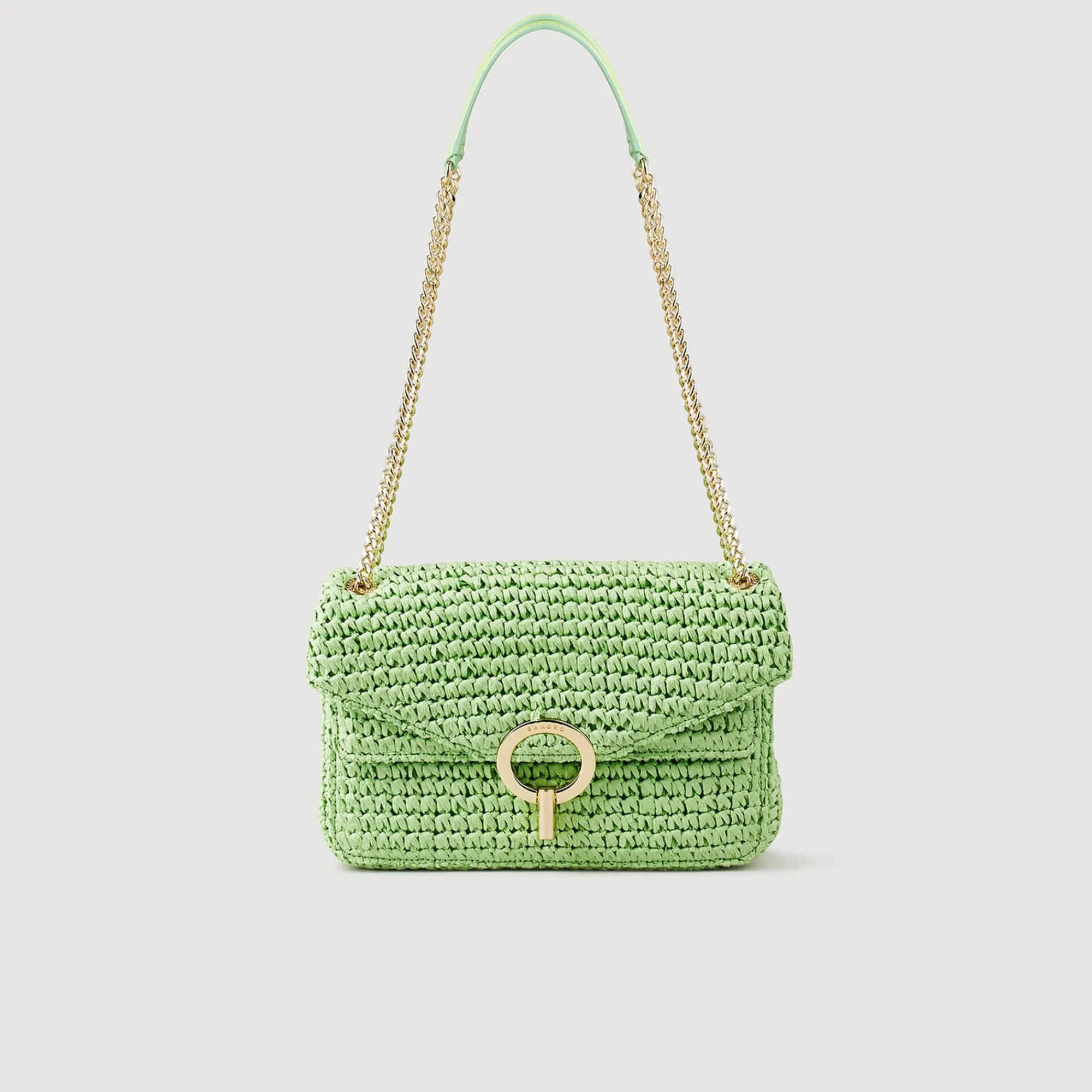 Sacs Porté Épaule|Sacs À Bandoulière*SANDRO Sac YZA En Raphia vert clair