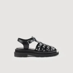 Sandales*SANDRO Sandales Olys Cloutées En Cuir Noir