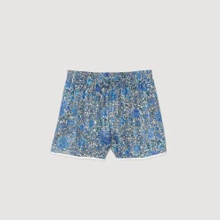 Ensembles|Jupes & Shorts*SANDRO Short à Imprimé Fleuri Bleu / Blanc
