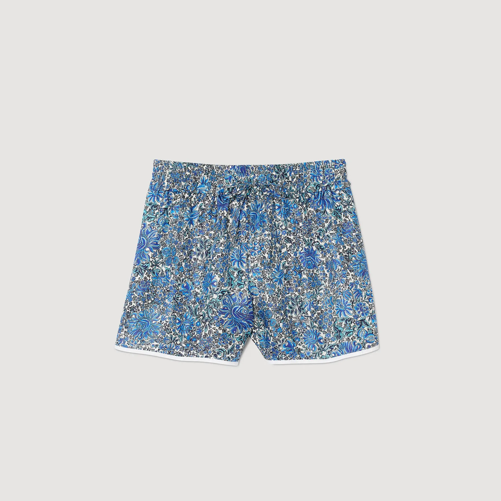 Ensembles|Jupes & Shorts*SANDRO Short à Imprimé Fleuri Bleu / Blanc