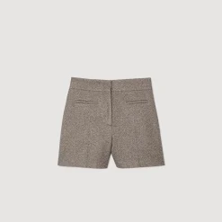 Costumes|Jupes & Shorts*SANDRO Short à Motifs Chevrons Orné De Strass Beige