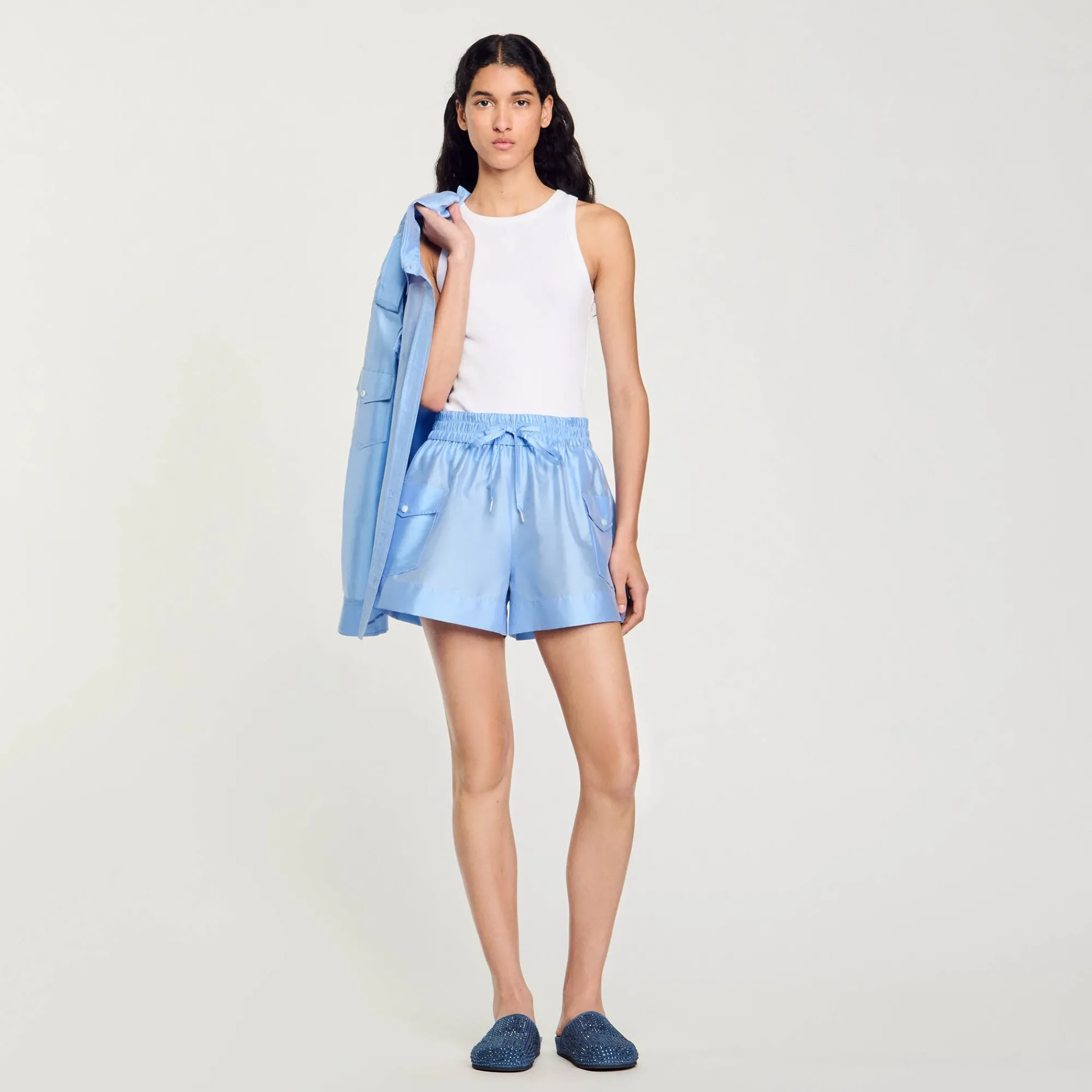 Ensembles|Jupes & Shorts*SANDRO Short à Poches Bleu Ciel