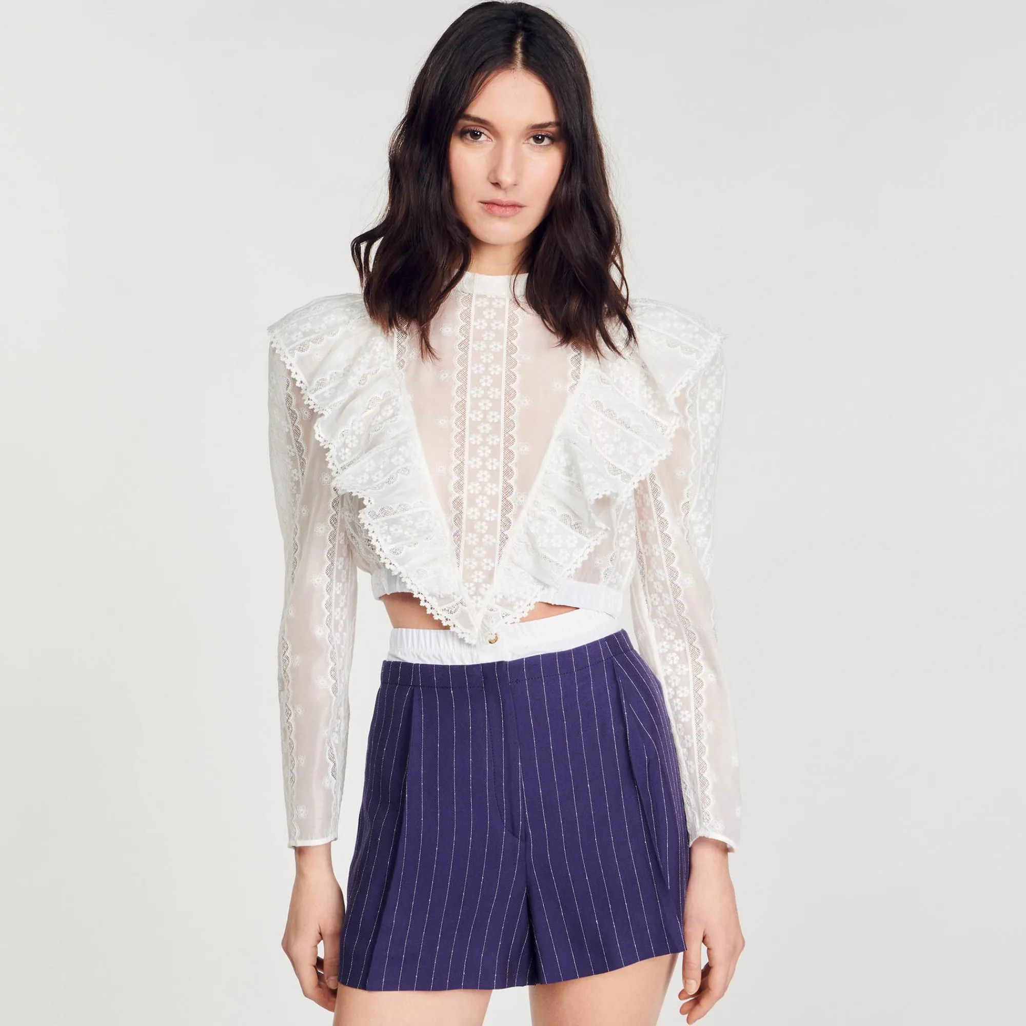 Ensembles|Jupes & Shorts*SANDRO Short à Rayures Bleu marine