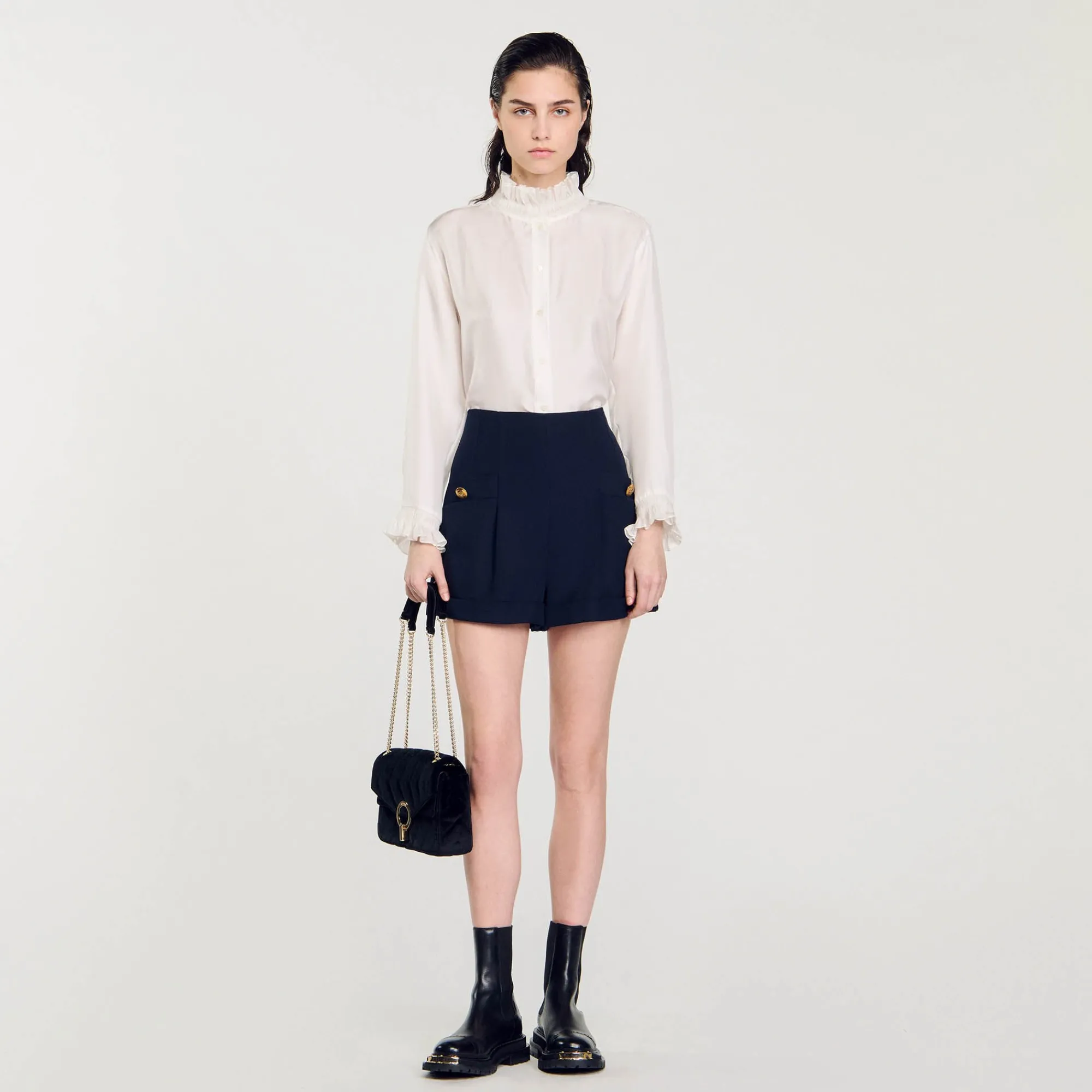 Jupes & Shorts*SANDRO Short à Revers Marine