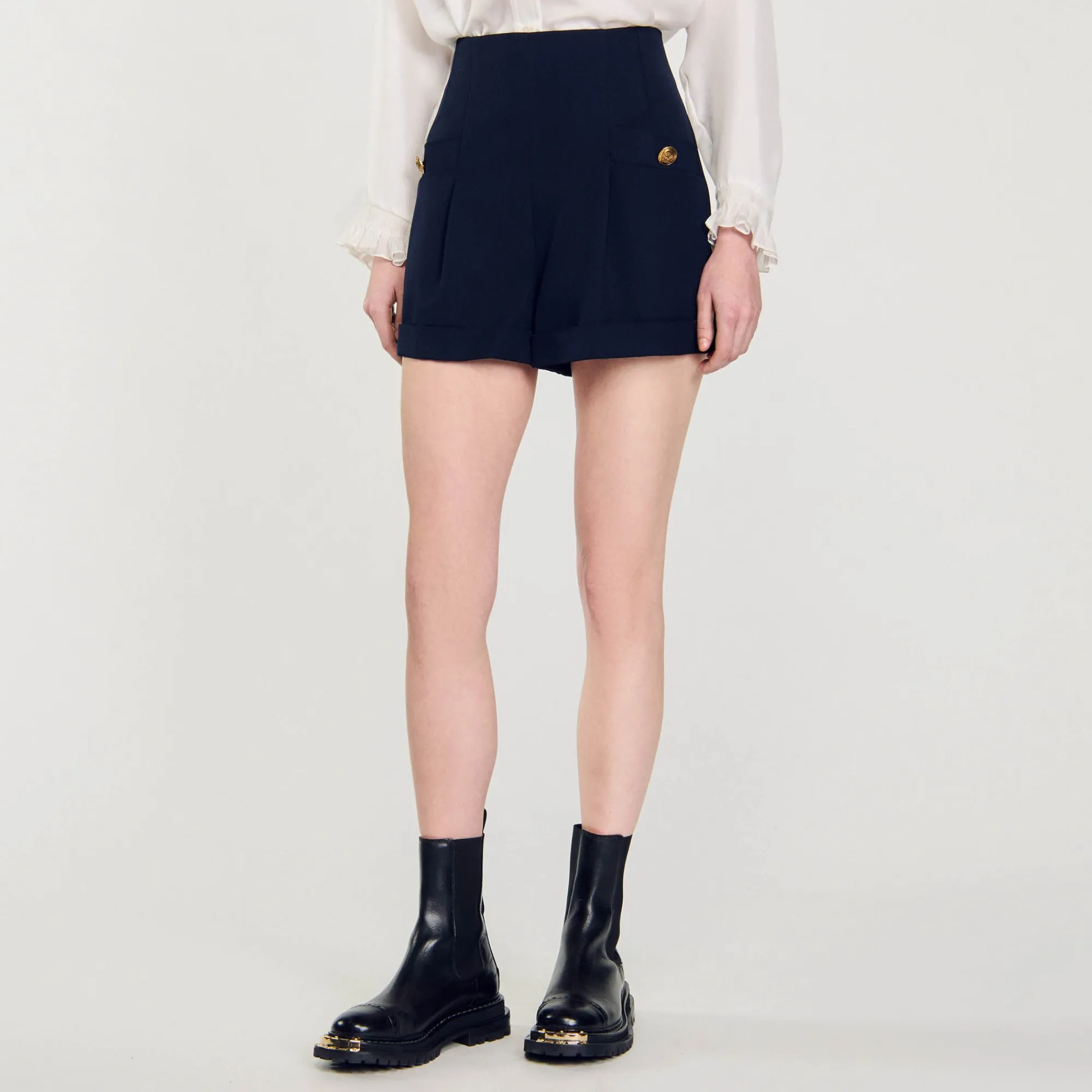 Jupes & Shorts*SANDRO Short à Revers Marine