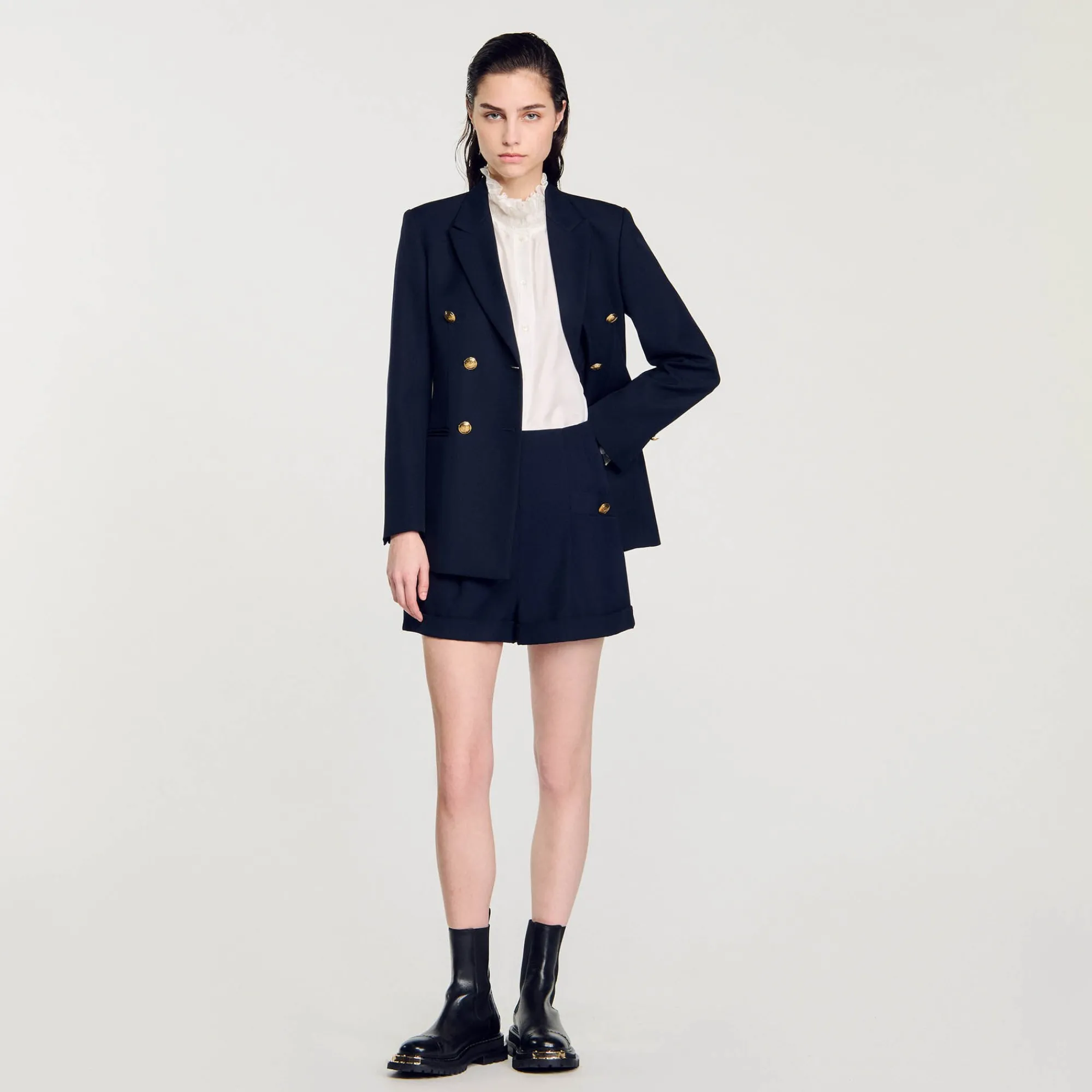 Jupes & Shorts*SANDRO Short à Revers Marine