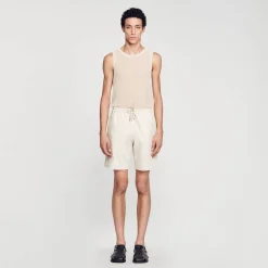 Pantalons & Shorts*SANDRO Short En Coton Beige Clair