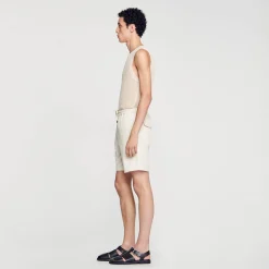Pantalons & Shorts*SANDRO Short En Coton Beige Clair