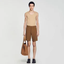 Pantalons & Shorts*SANDRO Short En Coton Camel