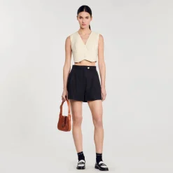 Jupes & Shorts*SANDRO Short En Gabardine Noir