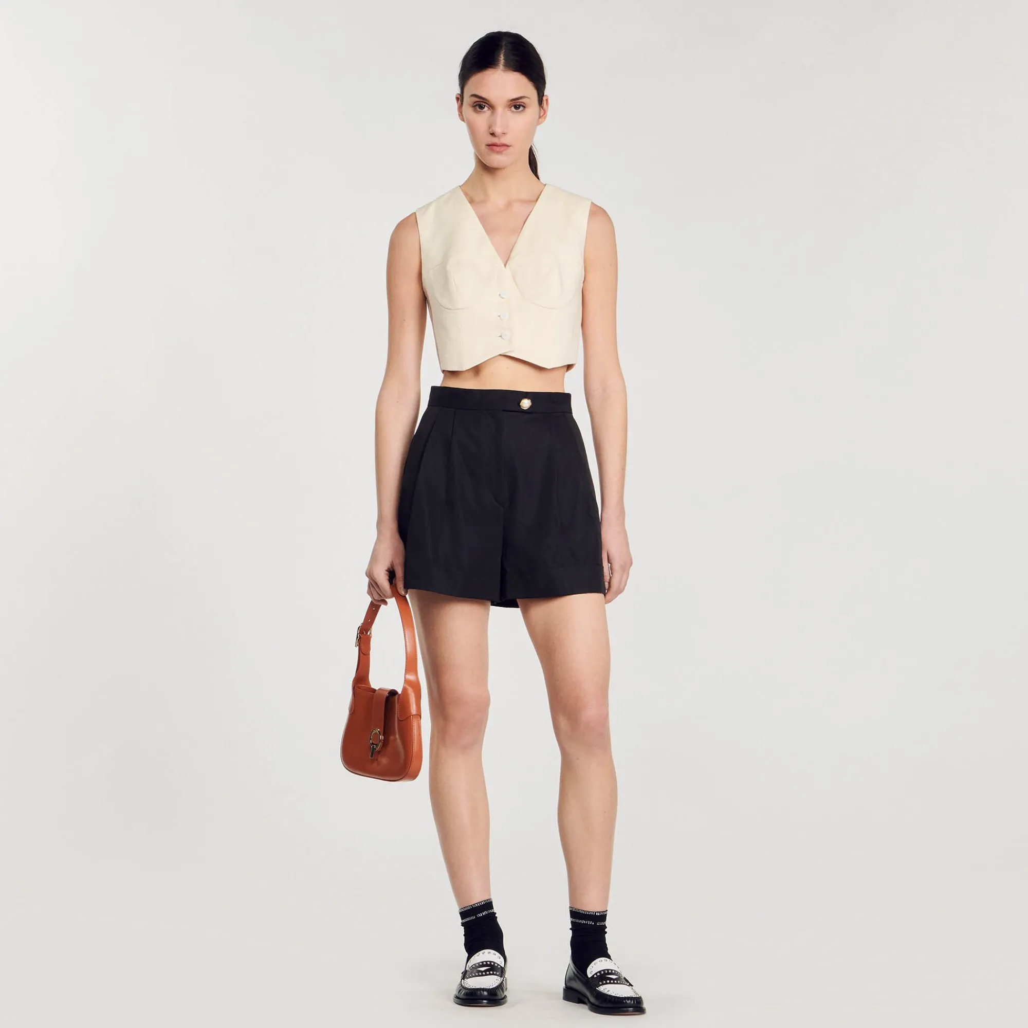 Jupes & Shorts*SANDRO Short En Gabardine Noir