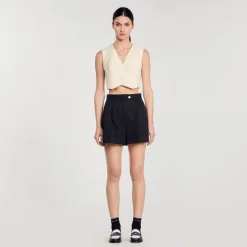 Jupes & Shorts*SANDRO Short En Gabardine Noir