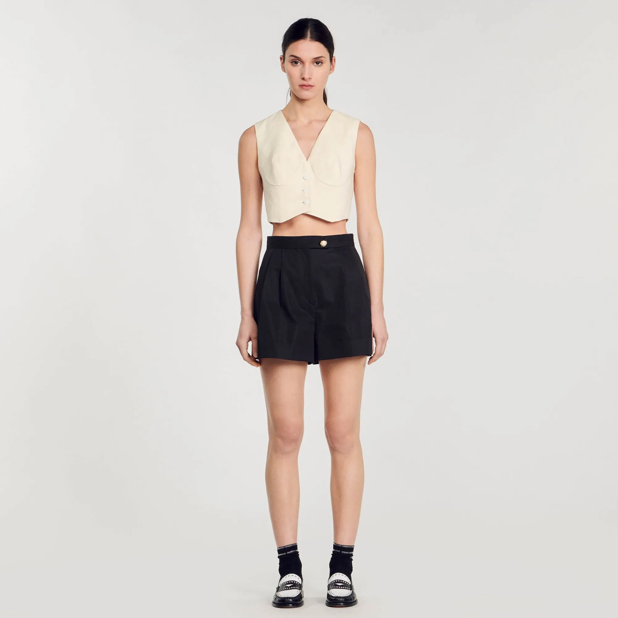 Jupes & Shorts*SANDRO Short En Gabardine Noir