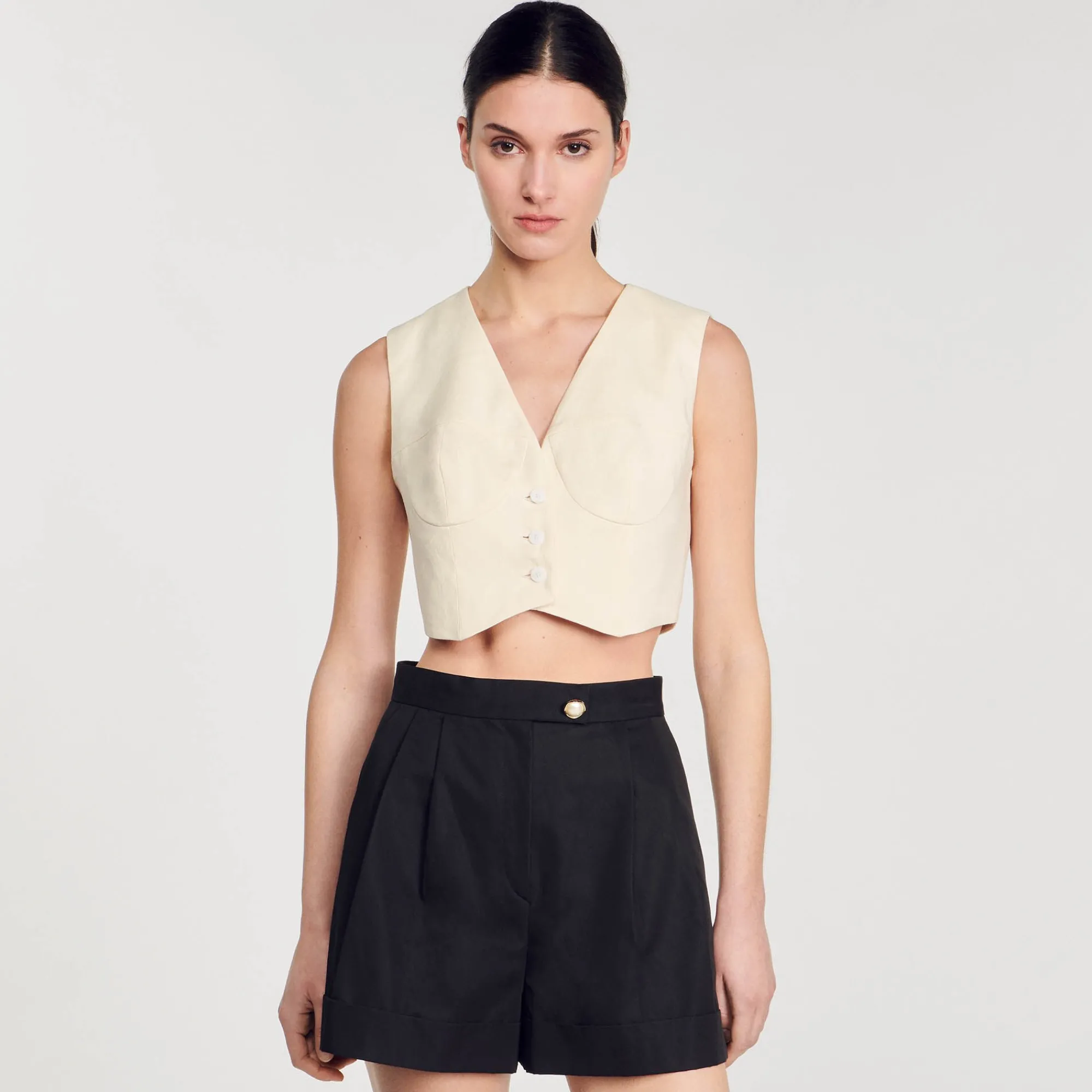Jupes & Shorts*SANDRO Short En Gabardine Noir