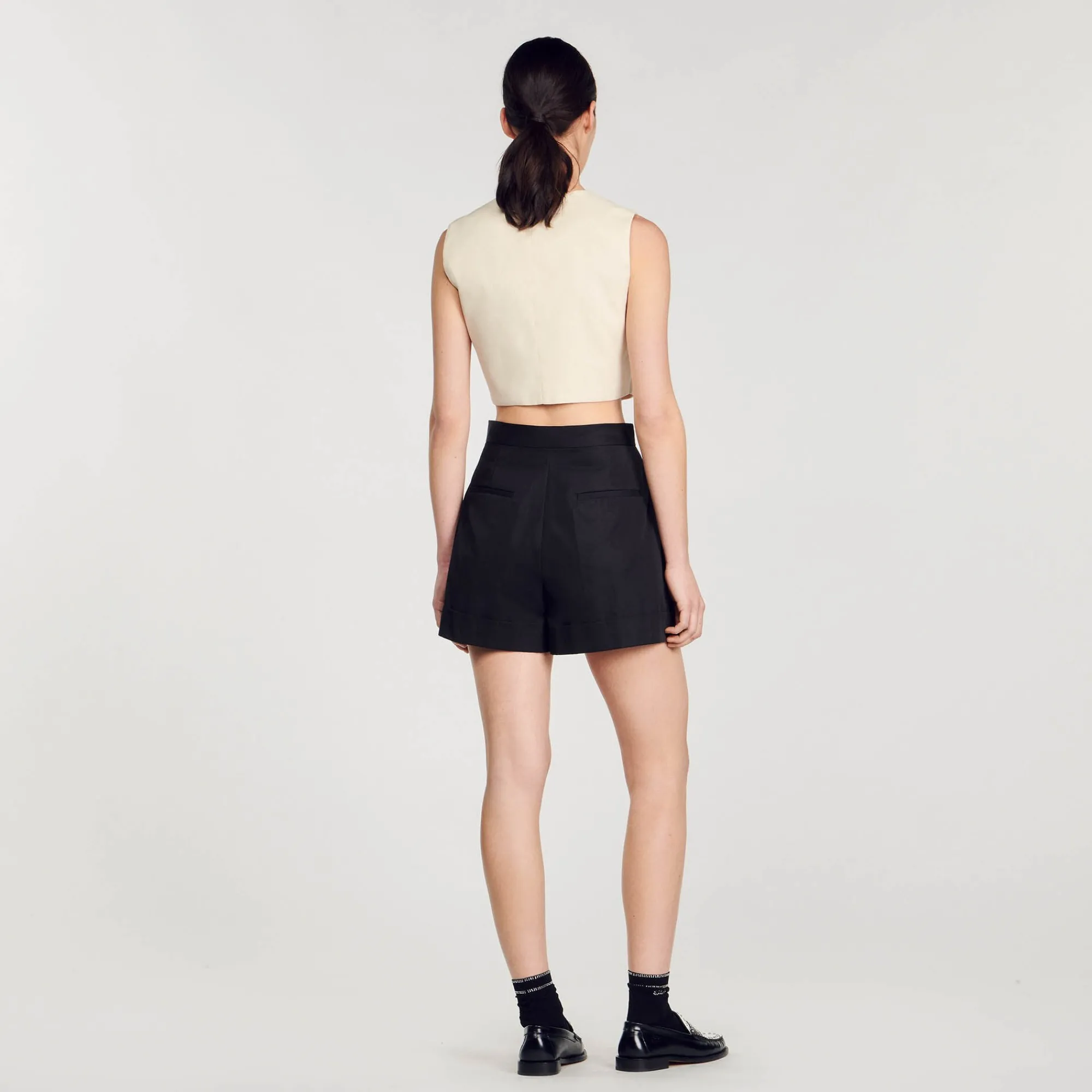 Jupes & Shorts*SANDRO Short En Gabardine Noir