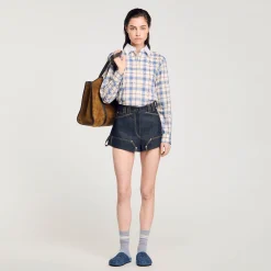 Jupes & Shorts*SANDRO Short En Jean Brut Bleu brut