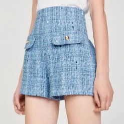 Ensembles|Jupes & Shorts*SANDRO Short En Tweed Bleu