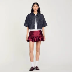 Ensembles|Jupes & Shorts*SANDRO Short Jupe En Satin Bordeaux