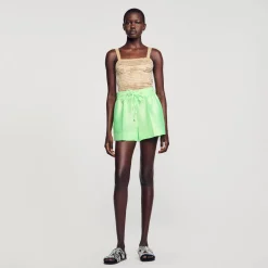 Ensembles|Jupes & Shorts*SANDRO Short Large Satiné Vert Fluo