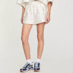 Ensembles|Jupes & Shorts*SANDRO Short Large Strassé blanc