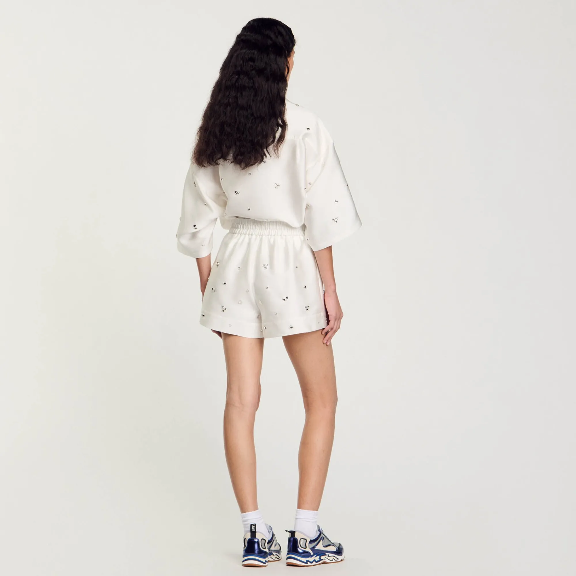 Ensembles|Jupes & Shorts*SANDRO Short Large Strassé blanc