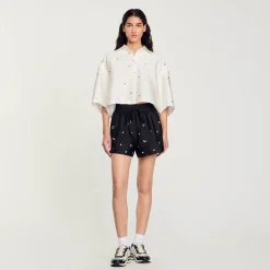 Ensembles|Jupes & Shorts*SANDRO Short Large Strassé Noir
