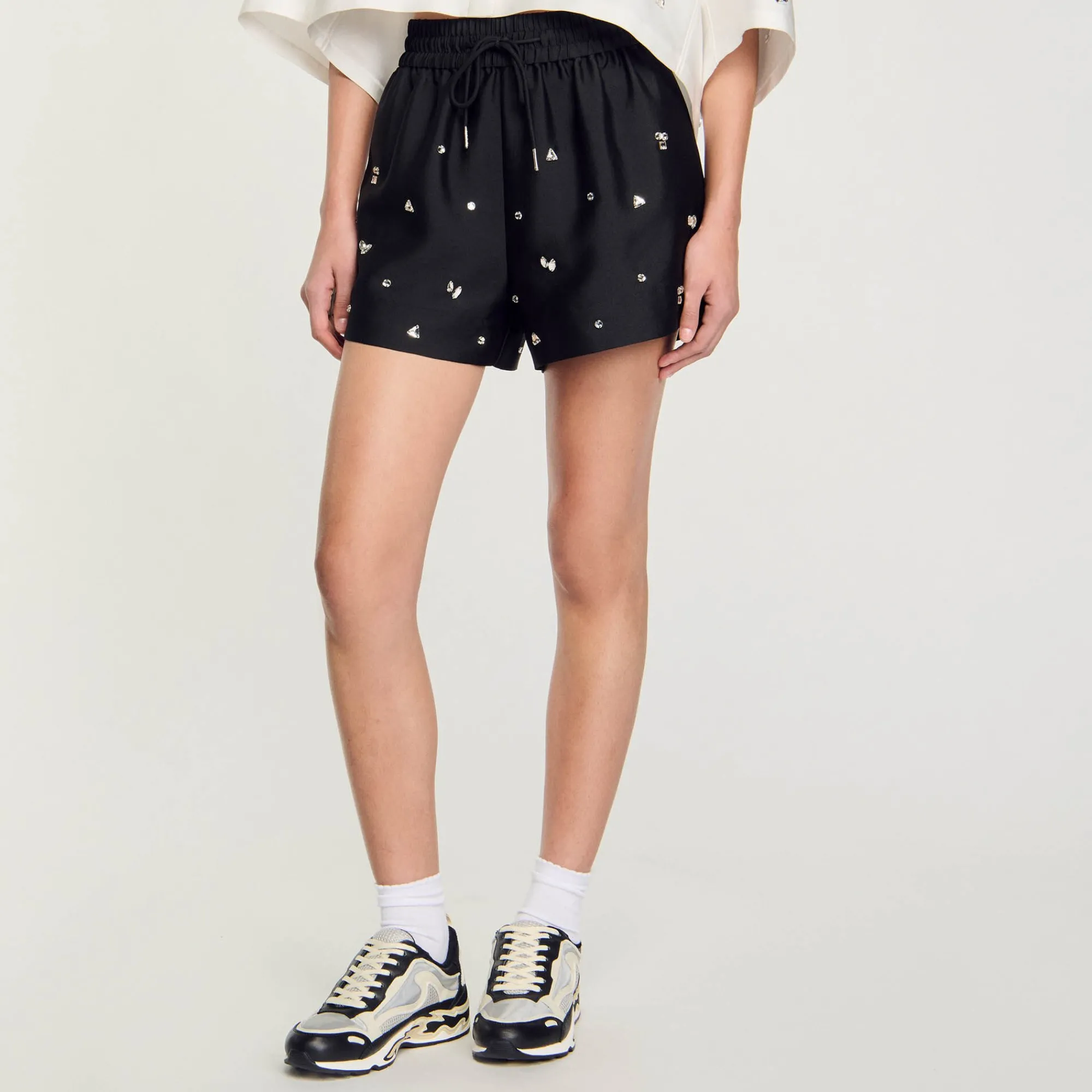 Ensembles|Jupes & Shorts*SANDRO Short Large Strassé Noir