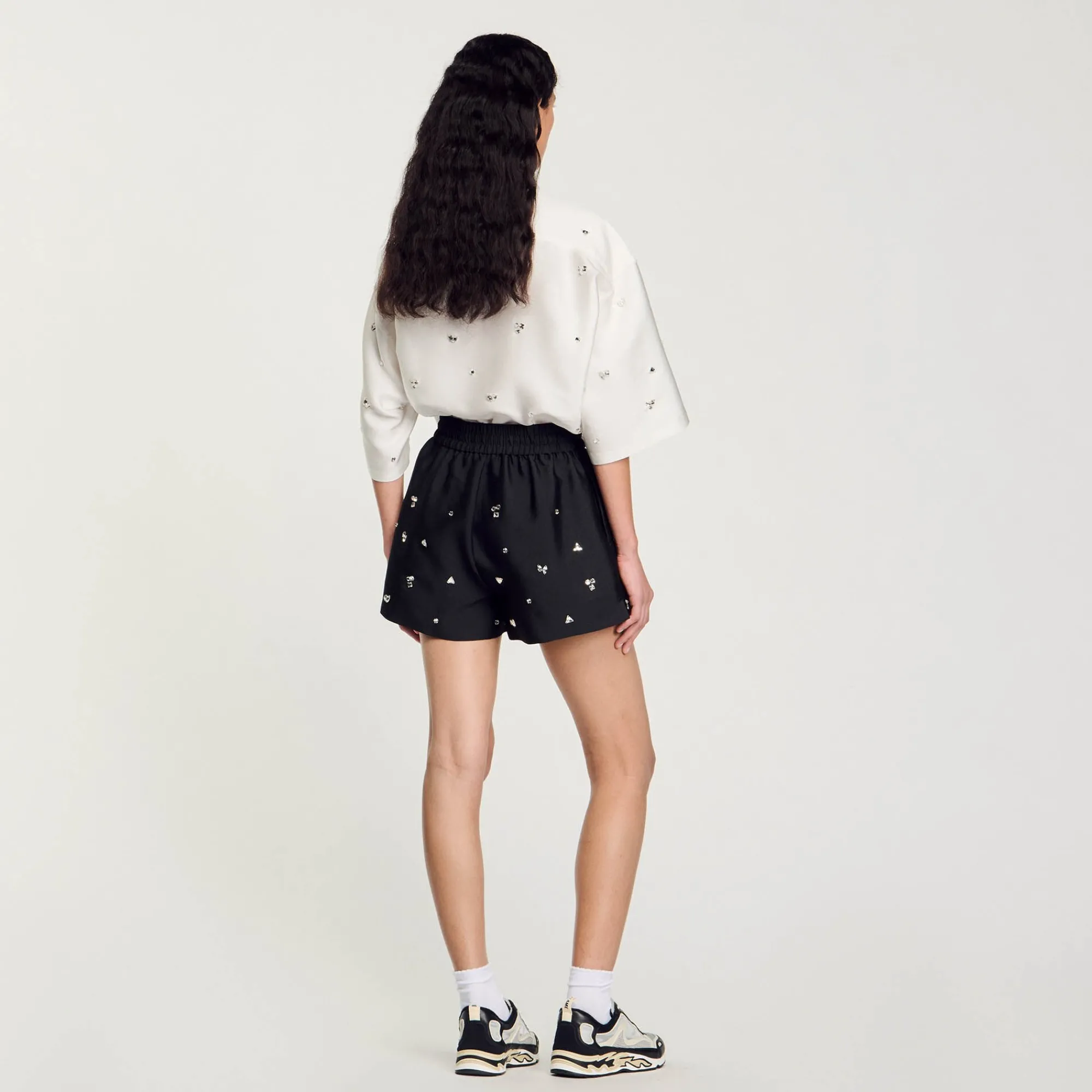 Ensembles|Jupes & Shorts*SANDRO Short Large Strassé Noir