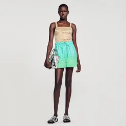 Ensembles|Jupes & Shorts*SANDRO Short Strassé Bleu Vert