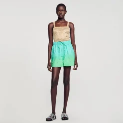 Ensembles|Jupes & Shorts*SANDRO Short Strassé Bleu Vert