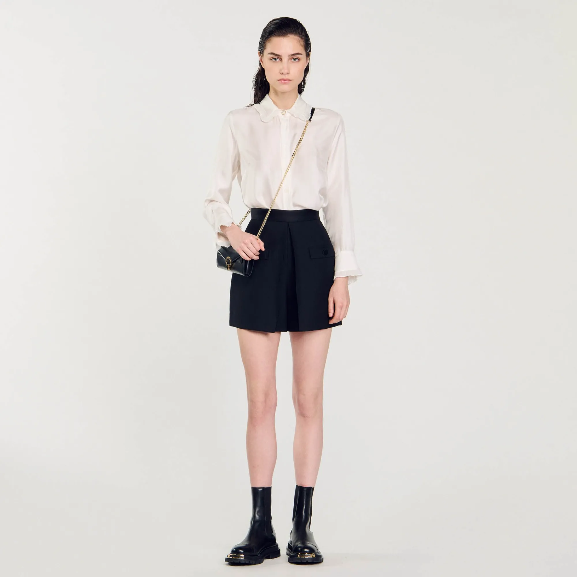 Jupes & Shorts*SANDRO Short Taille Haute Avec Boutons Noir